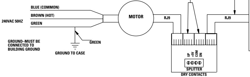 DA-LITE COSMOPOLITAN ELECTROL - 240V WIRING DIAGRAM WITH OPTIONAL BUILT-IN LOW VOLTAGE CONTROL - 1