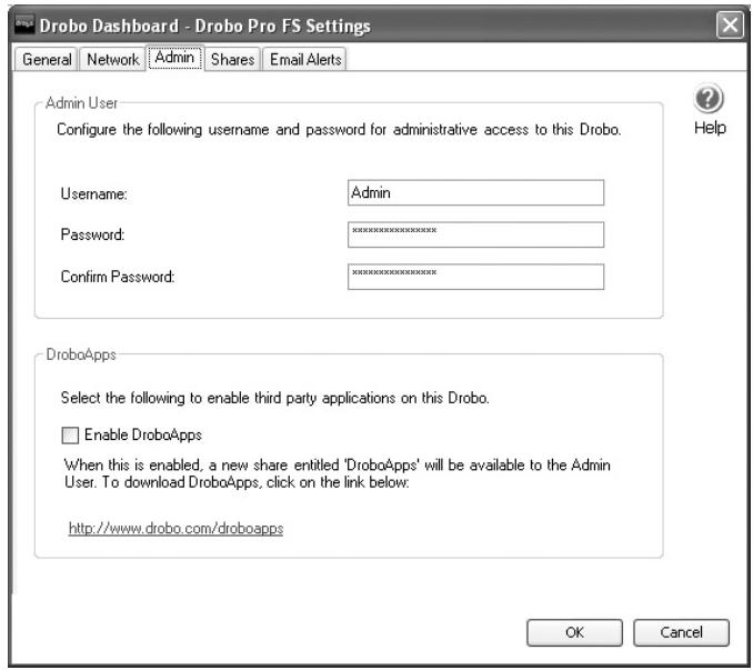 DATA ROBOTICS DROBO FS - Registerkarte „Admin" - 1