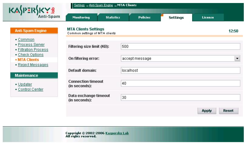 KAPERSKY ANTI-SPAM 3.0 - Client module settings - 1
