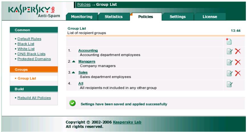KAPERSKY ANTI-SPAM 3.0 - Group management - 1