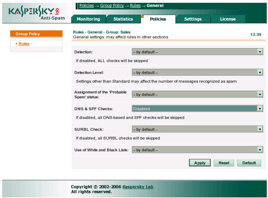 KAPERSKY ANTI-SPAM 3.0 - Managing the group filtration policy - 1