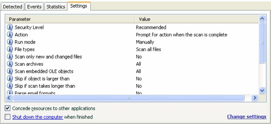 KAPERSKY ANTI-VIRUS 6.0 - The Settings tab - 1