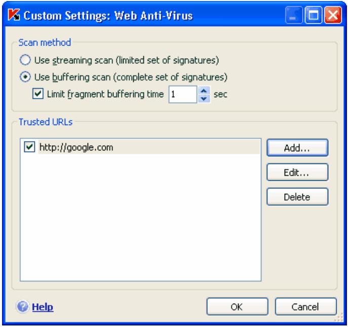 KAPERSKY ANTI-VIRUS 6.0 - Setting a scan method - 1