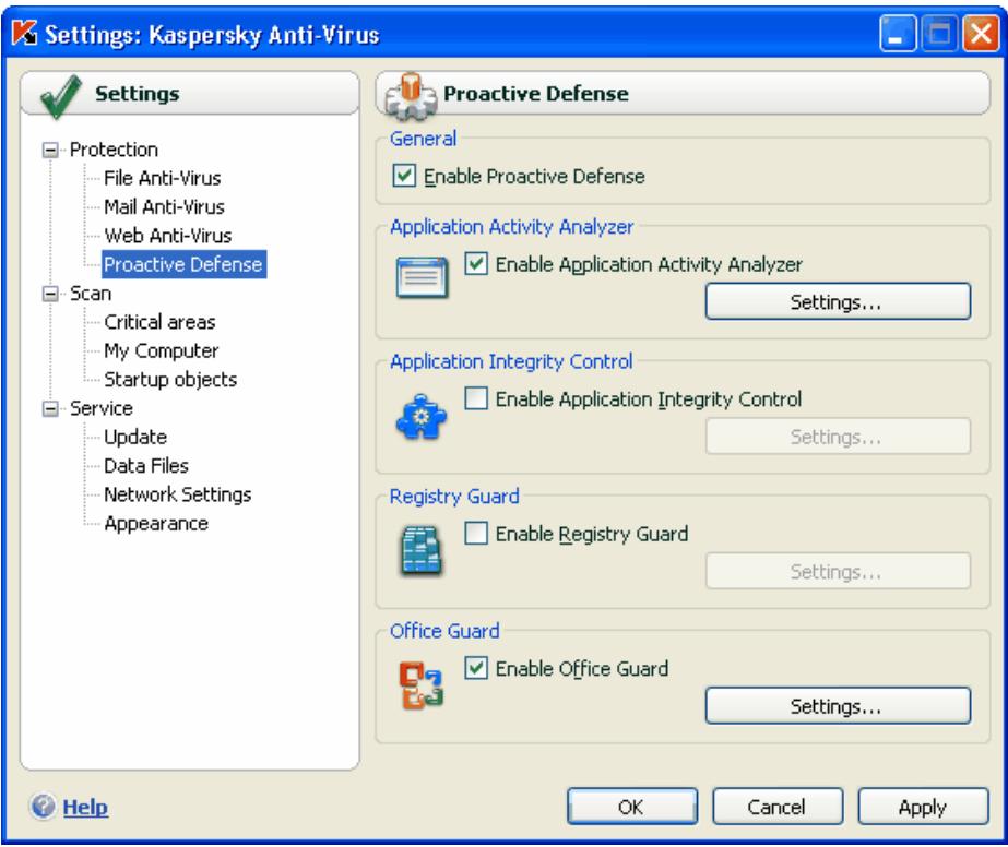 KAPERSKY ANTI-VIRUS 6.0 - Proactive Defense settings - 1