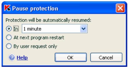 KAPERSKY ANTI-VIRUS 6.0 - Pausing protection - 1