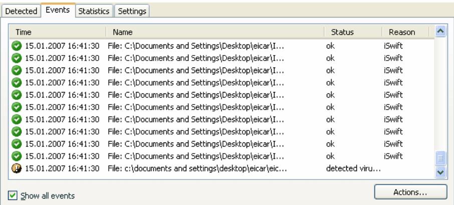 KAPERSKY ANTI-VIRUS 6.0 - The Events tab - 1