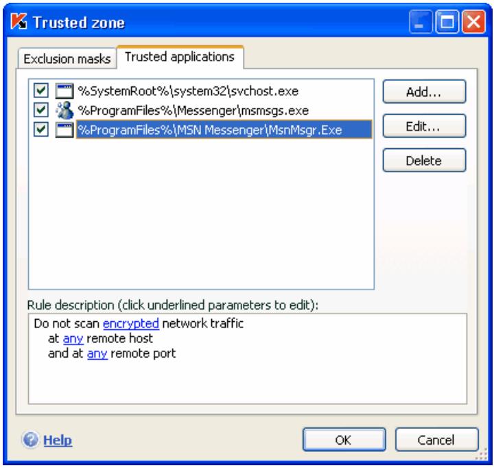 KAPERSKY ANTI-VIRUS 6.0 - Trusted applications - 1