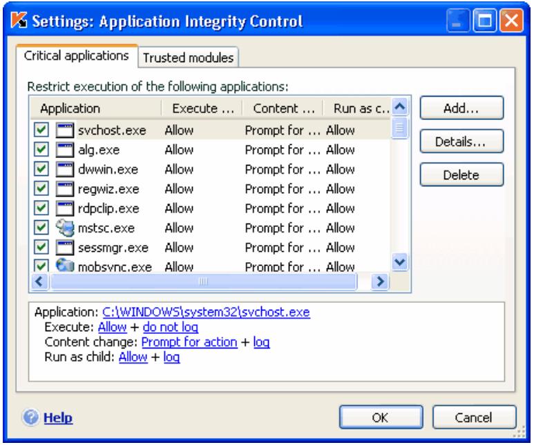 KAPERSKY ANTI-VIRUS 6.0 - Configuring Application Integrity Control rules - 1