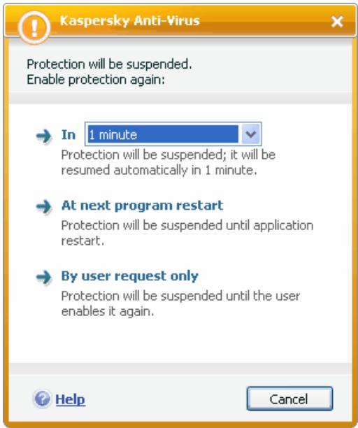 KAPERSKY ANTI-VIRUS 7.0 - Pausing protection - 1