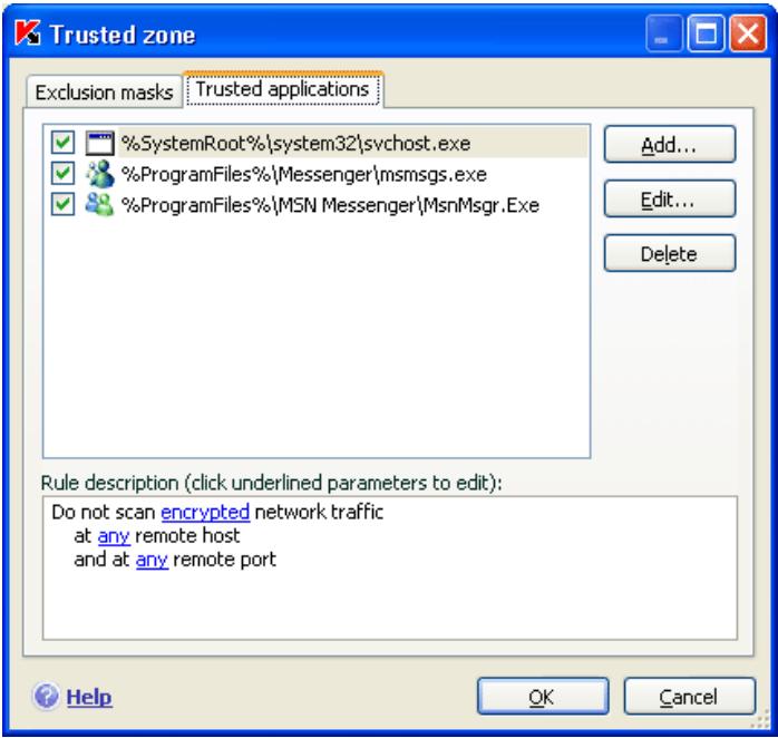 KAPERSKY ANTI-VIRUS 7.0 - Trusted applications - 1