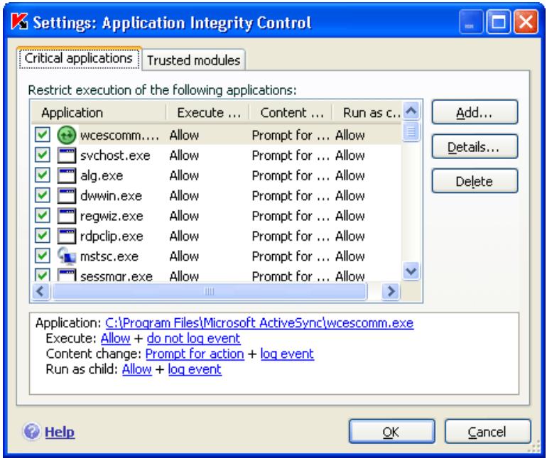 KAPERSKY ANTI-VIRUS 7.0 - Configuring Application Integrity Control rules - 1