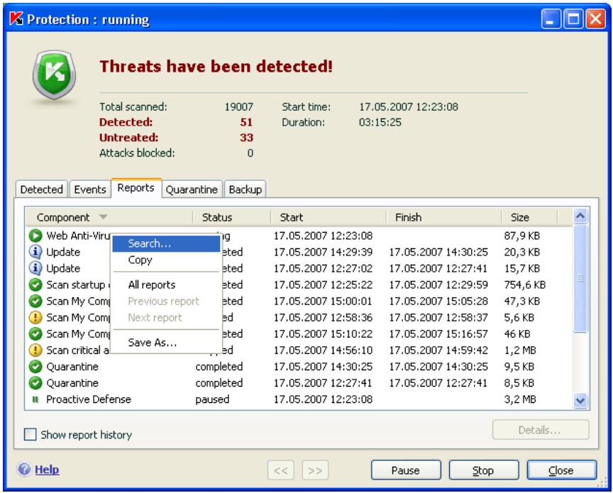 KAPERSKY ANTI-VIRUS 7.0 - Reports - 1