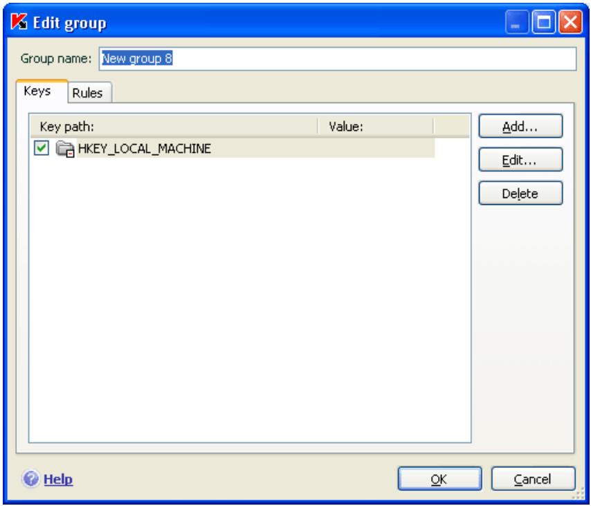 KAPERSKY ANTI-VIRUS 7.0 - Selecting registry keys for creating a rule - 1