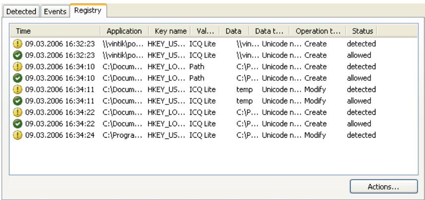 KAPERSKY ANTI-VIRUS 7.0 - The Registry tab - 1