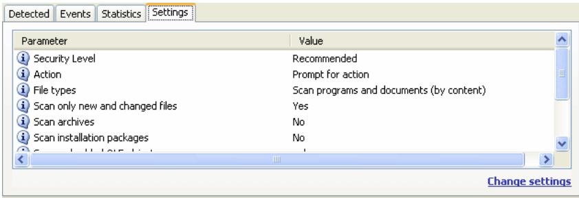 KAPERSKY ANTI-VIRUS 7.0 - The Settings tab - 1