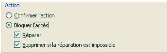 KASPERSKY LAB INTERNET SECURITY 6.0 - Sélection des actions à réaliser sur les objets dangereux des messages - 1