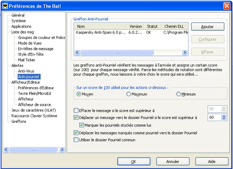KASPERSKY LAB INTERNET SECURITY 6.0 - Configuration du traitement du courrier indésirable dans the bat! - 1
