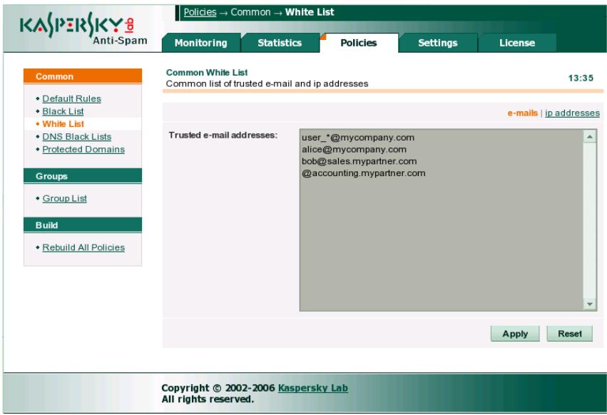 KASPERSKY LAB ANTI-SPAM 3.0 - Managing the white and black lists - 1