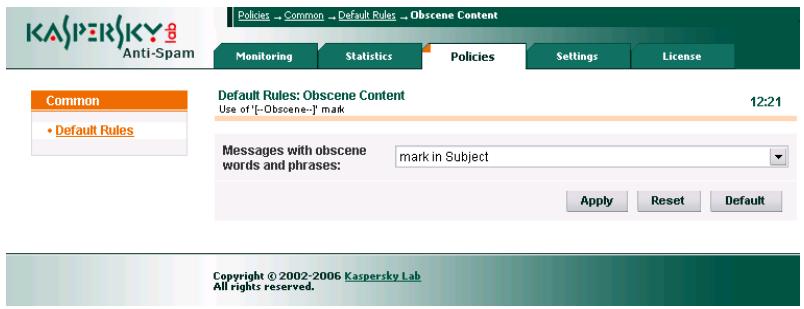 KASPERSKY LAB ANTI-SPAM 3.0 - The Obscene Content section - 1