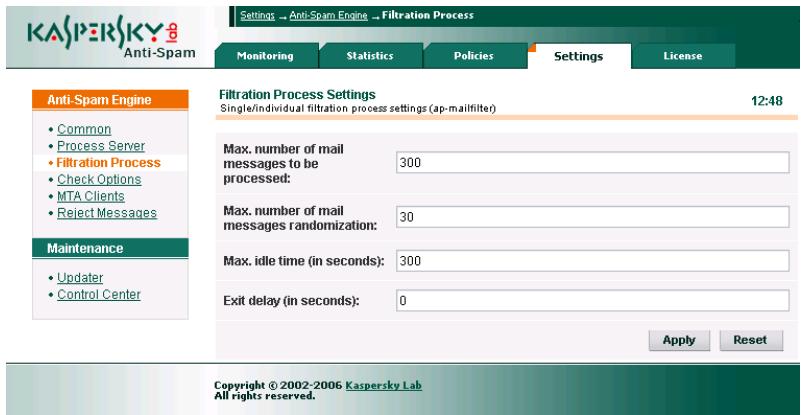 KASPERSKY LAB ANTI-SPAM 3.0 - Parameters of the filtering processes - 1