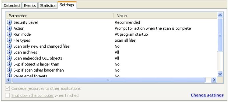 KASPERSKY LAB ANTI-VIRUS 6.0 SOS - The Settings tab - 1