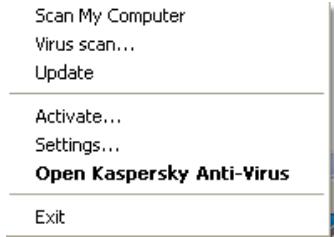 KASPERSKY LAB ANTI-VIRUS 6.0 SOS - The context menu - 1