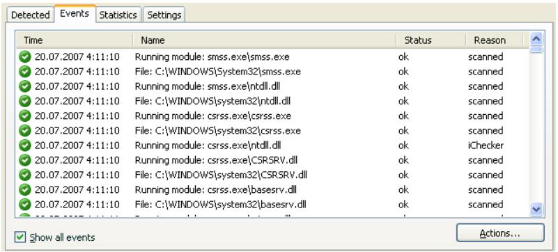 KASPERSKY LAB ANTI-VIRUS 6.0 SOS - The Events tab - 1