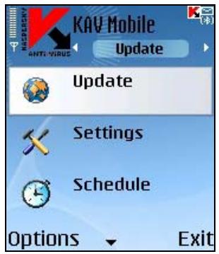 KASPERSKY LAB ANTI-VIRUS MOBILE 6.0 - Select the update method - 1