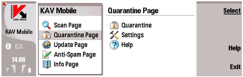 KASPERSKY LAB ANTI-VIRUS MOBILE 6.0 - Using the Quarantine - 1
