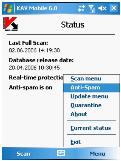KASPERSKY LAB ANTI-VIRUS MOBILE 6.0 - Graphical user interface - 1