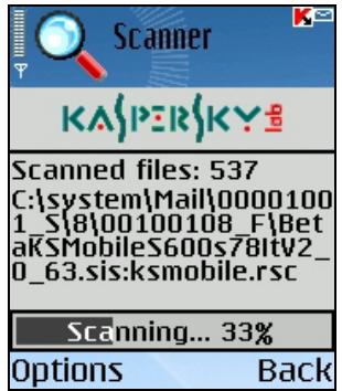 KASPERSKY LAB ANTI-VIRUS MOBILE 6.0 - Initiating a scan manually - 1