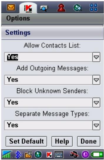 KASPERSKY LAB ANTI-VIRUS MOBILE 6.0 - Anti-Spam settings - 1