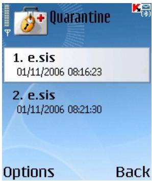 KASPERSKY LAB ANTI-VIRUS MOBILE 6.0 - Using the Quarantine - 2