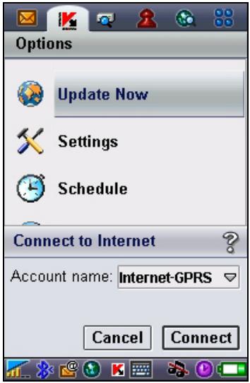 KASPERSKY LAB ANTI-VIRUS MOBILE 6.0 - Select the update source: - 1