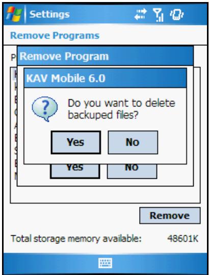 KASPERSKY LAB ANTI-VIRUS MOBILE 6.0 - Remove program. To do so: - 3