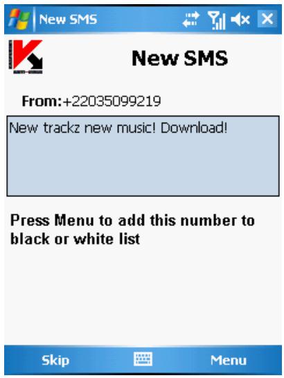 KASPERSKY LAB ANTI-VIRUS MOBILE 6.0 - Actions to be performed with messages - 1