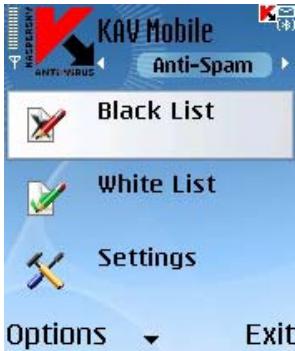 KASPERSKY LAB ANTI-VIRUS MOBILE 6.0 - Editing the black and white lists - 1