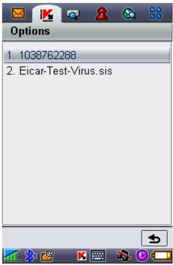 KASPERSKY LAB ANTI-VIRUS MOBILE 6.0 - Using the Quarantine - 2