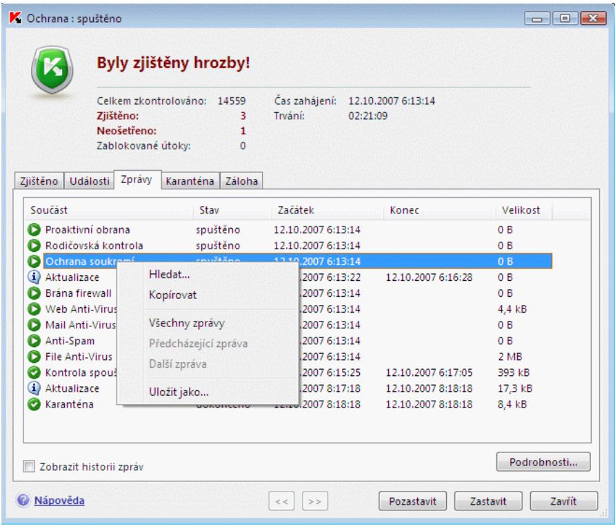 KASPERSKY LAB INTERNET SECURITY 7.0 - Zprávy - 1