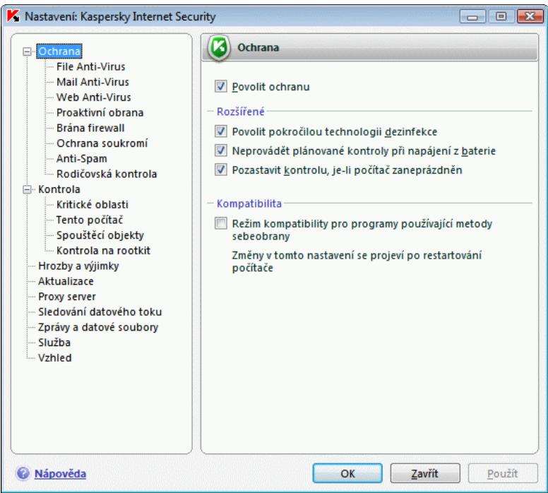 KASPERSKY LAB INTERNET SECURITY 7.0 - Okno nastavení aplikace - 1