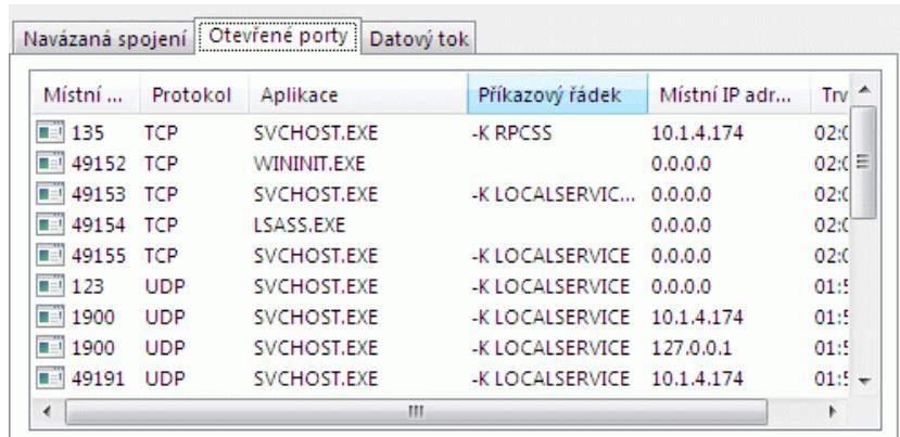 KASPERSKY LAB INTERNET SECURITY 7.0 - Záložka Otevřené porty - 1