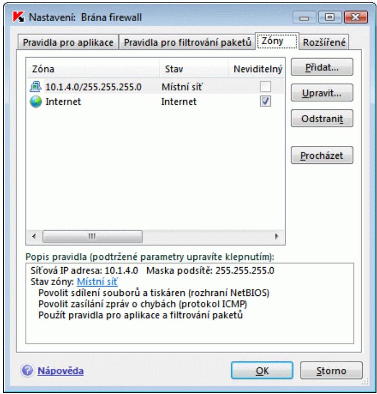 KASPERSKY LAB INTERNET SECURITY 7.0 - Pravidla pro zony zabezpečeni - 1