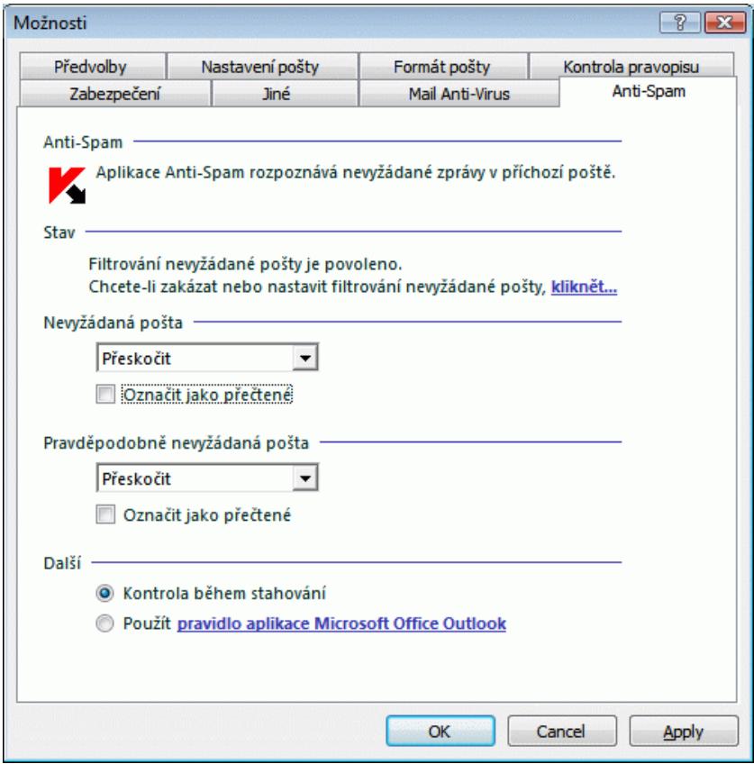 KASPERSKY LAB INTERNET SECURITY 7.0 - Konfigurace zpracovani nevyžádané pošty v aplikaci Microsoft Office Outlook - 1
