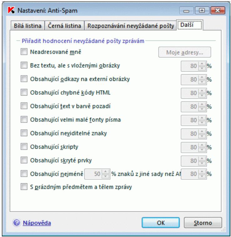 KASPERSKY LAB INTERNET SECURITY 7.0 - Dalsí funkce filtrováni nevyžádané pošty - 1