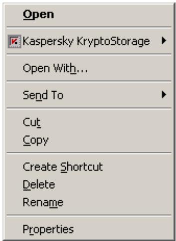 KASPERSKY LAB KRYPTOSTORAGE 1.0 - To open the Kaspersky KryptoStorage menu: - 1