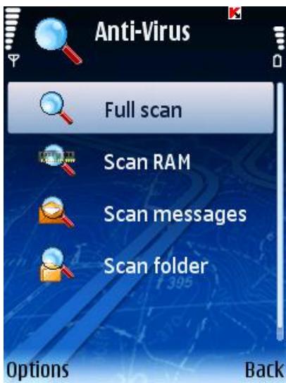 KASPERSKY LAB MOBILE SECURITY 8.0 - STARTING A SCAN MANUALLY - 1