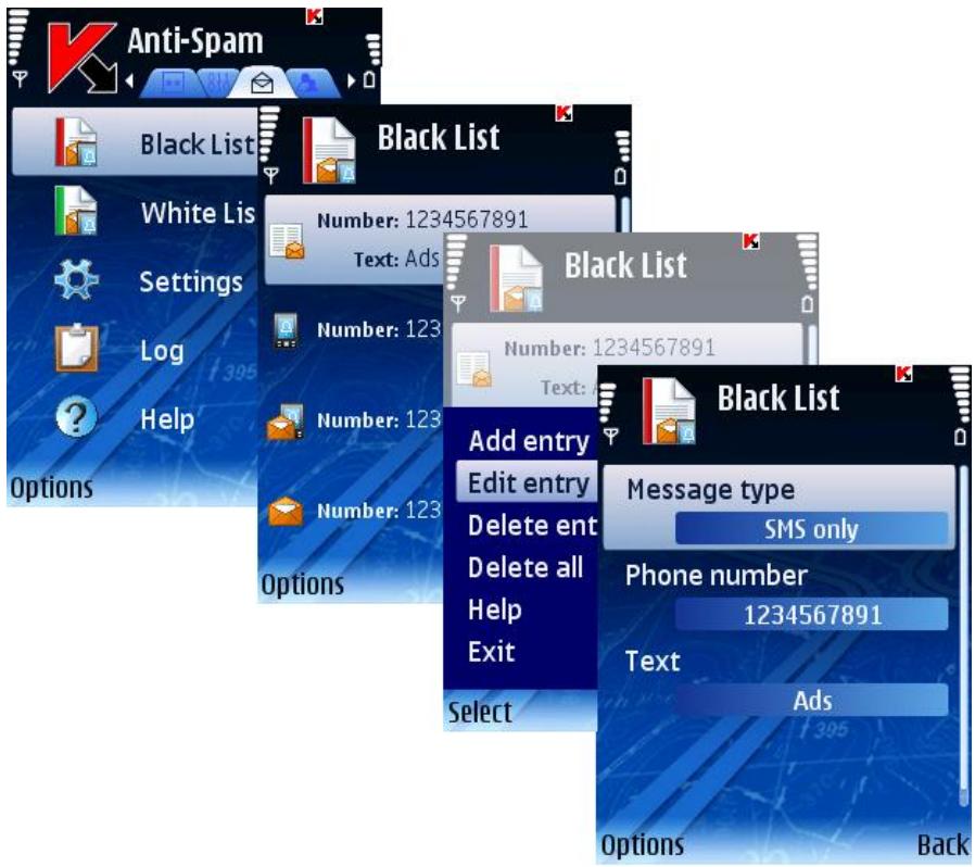 KASPERSKY LAB MOBILE SECURITY 8.0 - EDITING AN EXISTING ENTRY - 1