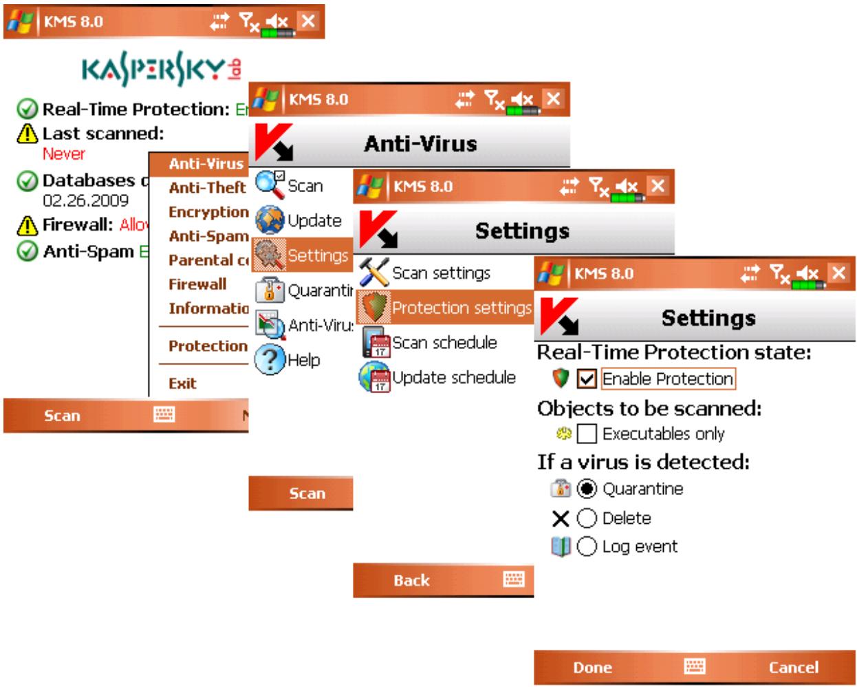 KASPERSKY LAB MOBILE SECURITY 8.0 - ENABLING AND DISABLING REAL-TIME PROTECTION - 1