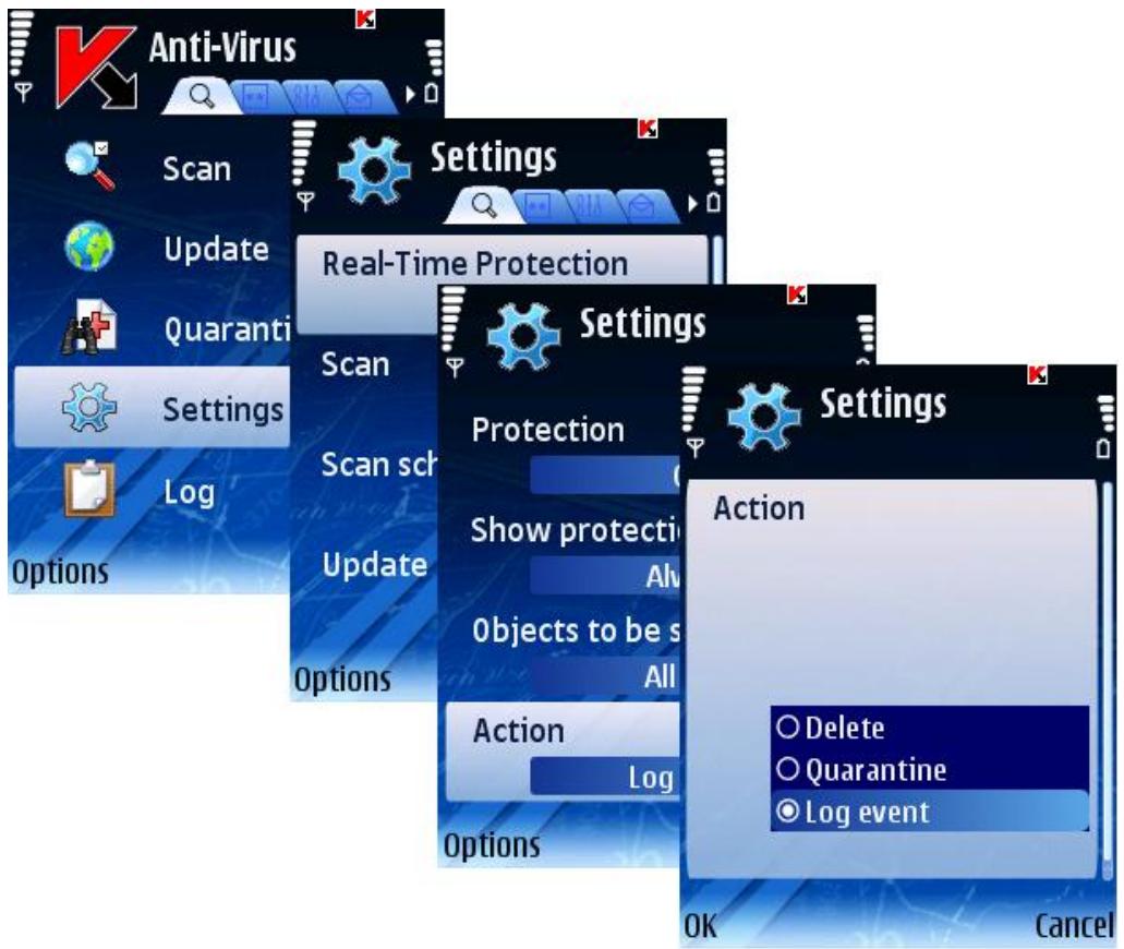 KASPERSKY LAB MOBILE SECURITY 8.0 - SELECTING ACTIONS FOR OBJECTS - 1