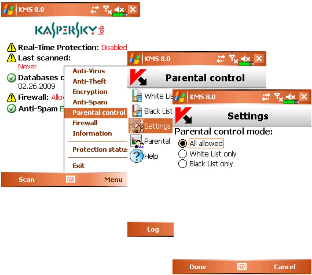 KASPERSKY LAB MOBILE SECURITY 8.0 - PARENTAL CONTROL MODES - 1